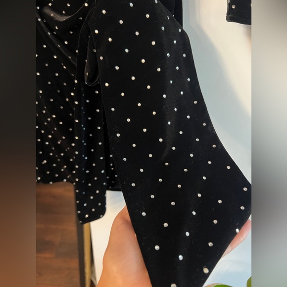 Michael Costello x Revolve London Dress in Black Velvet & Rhinestones XS - Picture 11 of 13
